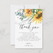 Rustic Sunflower Baby Dusche Vielen Dank Dankeskarte (Vorderseite)