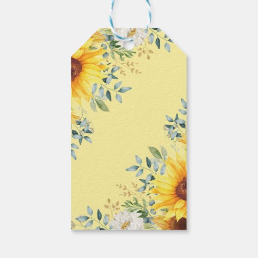 Rustic Sunflower Baby Elephant Wild One Birthday Geschenkanhänger (Rückseite)