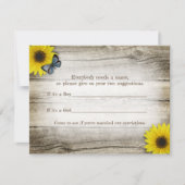 Rustic Sunflower Baby Name Vorschläge Duschgame Einladung (Vorderseite)