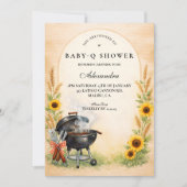 Rustic Sunflower Baby Q Baby Shower Einladung (Vorderseite)