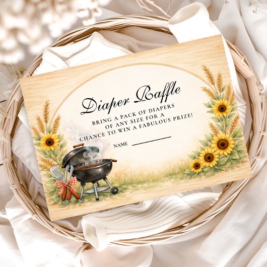 Rustic Sunflower Baby Q Diapper Raffle Begleitkarte