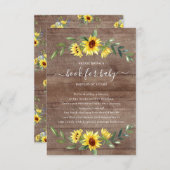 Rustic Sunflower Baby Showbook for Baby Begleitkarte (Vorne/Hinten)