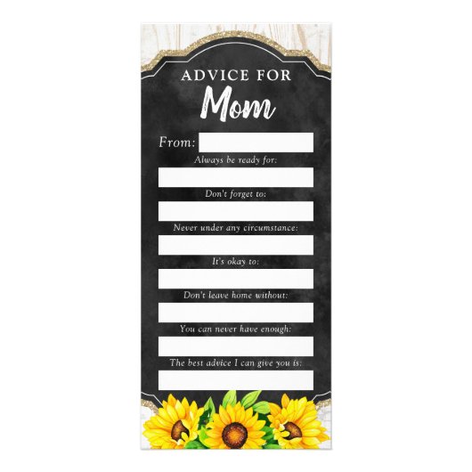 Rustic Sunflower Baby Shower Addon Spielkarte Werbekarte (Vorne)