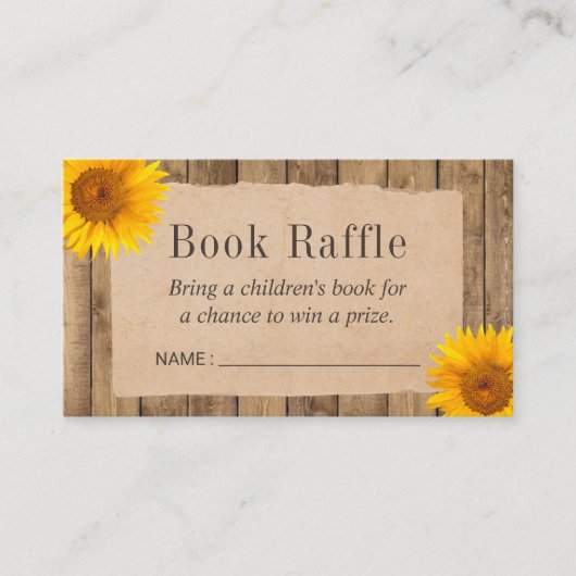 Rustic Sunflower Baby Shower Bucht Raffael Tickets Begleitkarte (Vorderseite)
