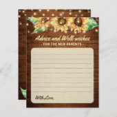 Rustic Sunflower Baby Shower Eltern Ratgeber Karte (Vorne/Hinten)
