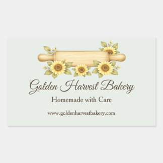 Rustic Sunflower Bäckerei | Benutzerdefiniertes Co Rechteckiger Aufkleber