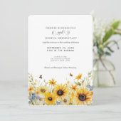 Rustic Sunflower Barn Fall Wedding Invitation Einladung (Stehend Vorderseite)