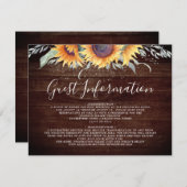 Rustic Sunflower Bloom Gastinformation Begleitkarte (Vorne/Hinten)