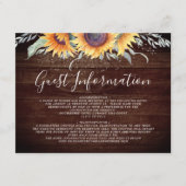 Rustic Sunflower Bloom Gastinformation Begleitkarte (Vorderseite)