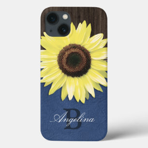 Rustic Sunflower Blue Personalisiert iPad Air Hüll iPhone 13 Hülle