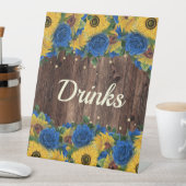 Rustic Sunflower Blue Rose Party Drink Station Sockelschild (In Situ)