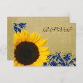Rustic Sunflower Blue Wirbel Wedding RSVP (Vorne/Hinten)
