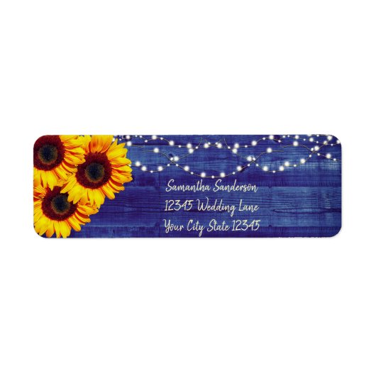 Rustic Sunflower Blue Wood Rücksendeadresse (Vorne)