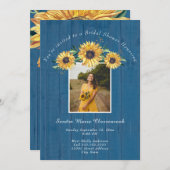 Rustic Sunflower Blue Wood Wedding Brautparty I Einladung (Vorne/Hinten)