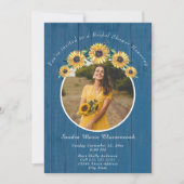 Rustic Sunflower Blue Wood Wedding Brautparty I Einladung (Vorderseite)