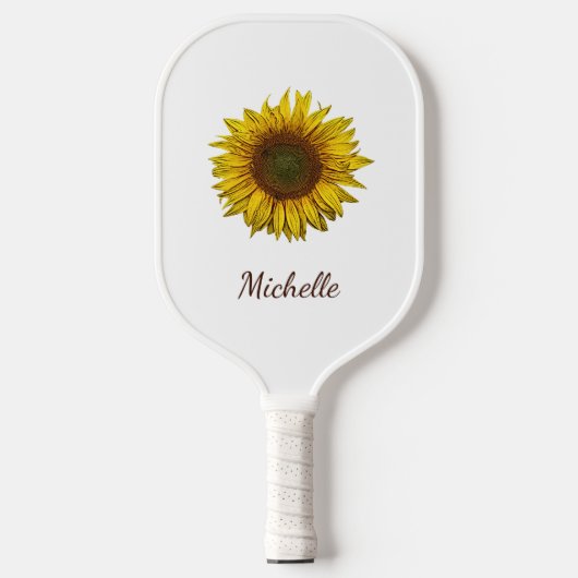 Rustic Sunflower Boho Botanical Personalized Pickleball Schläger (Vorderseite)