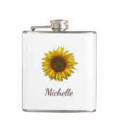 Rustic Sunflower Boho Floral Personalized  Flachmann (Vorderseite)
