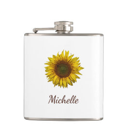 Rustic Sunflower Boho Floral Personalized Flachmann