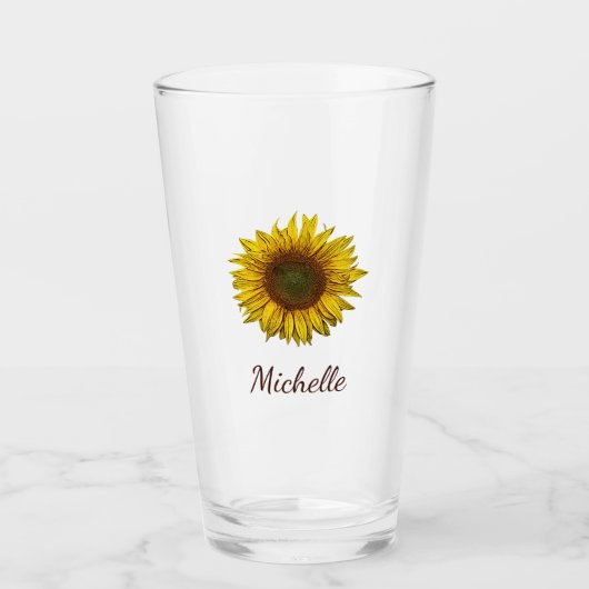 Rustic Sunflower Boho Floral Personalized Glas (Vorderseite)