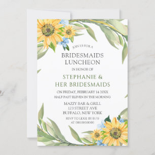 Rustic Sunflower Bouquet Bridesmaids Luncheon Einladung