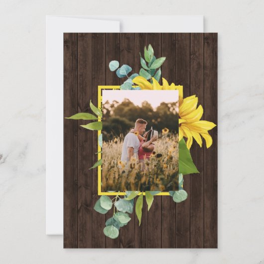 Rustic Sunflower Bouquet Wedding Einladung (Rückseite)