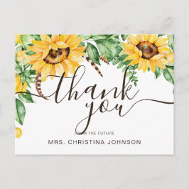 Rustic Sunflower Brautparty Vielen Dank Postkarte