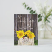Rustic Sunflower Brautparty Vielen Dank Postkarte (Stehend Vorderseite)