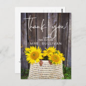 Rustic Sunflower Brautparty Vielen Dank Postkarte (Vorne/Hinten)