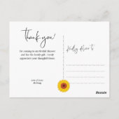 Rustic Sunflower Brautparty Vielen Dank Postkarte (Rückseite)