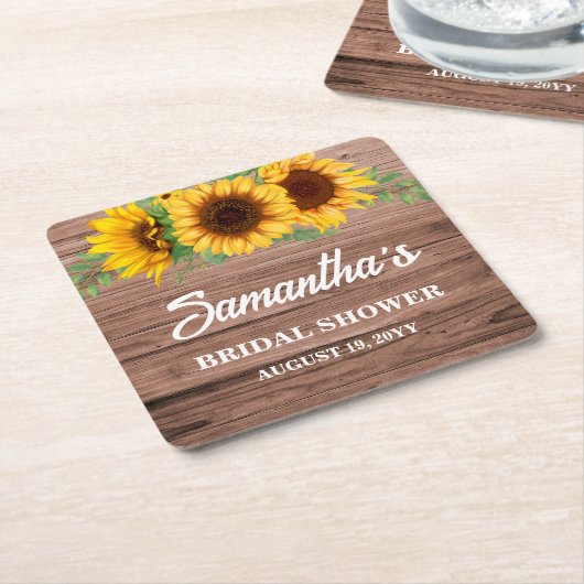 Rustic Sunflower Bridal Shower Rechteckiger Pappuntersetzer (angewinkelt)