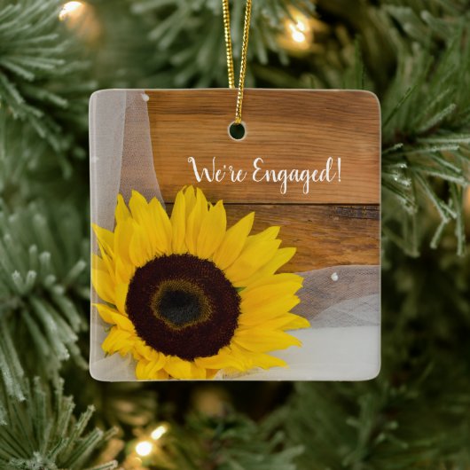 Rustic Sunflower Bridal Veil Country Verlobung Keramikornament (Baum)