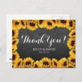 Rustic Sunflower Chalkboard Hochzeit Vielen Dank Postkarte (Vorne/Hinten)