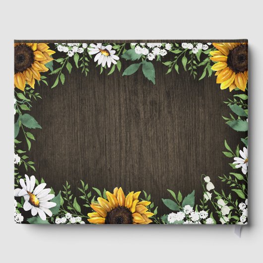 Rustic Sunflower Country Daisy Wedding Gästebuch (Rückseite)