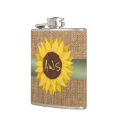Rustic Sunflower Custom Monogram Flachmann (Links)