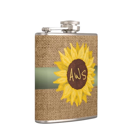 Rustic Sunflower Custom Monogram Flachmann (Rechts)