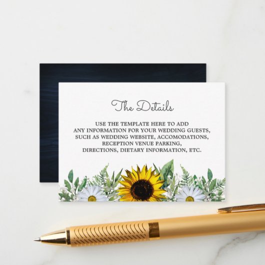 Rustic Sunflower|Daisy Wedding Enclosure Card Begleitkarte (Vorderseite/Rückseite Beispiel)