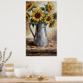 Rustic Sunflower Decor Expressionist Painting Poster (Küche)