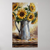 Rustic Sunflower Decor Expressionist Painting Poster (Vorne)