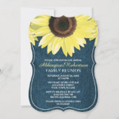 Rustic Sunflower Denim Family Wiedersehen Einladun Einladung (Vorderseite)