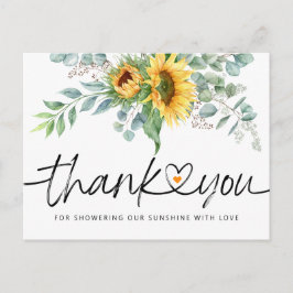 Rustic Sunflower Eucalyptus Baby Dusche Vielen Dan Postkarte