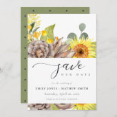 RUSTIC SUNFLOWER EUCALYPTUS  FLORAL SAVE THE DATE EINLADUNG (Vorne/Hinten)