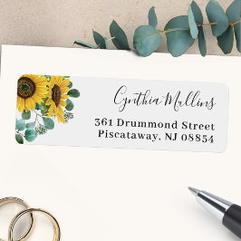 Rustic Sunflower Eucalyptus Leaves Return Address