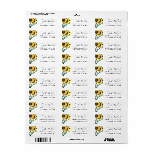 Rustic Sunflower Eucalyptus Leaves Return Address (Vorne)