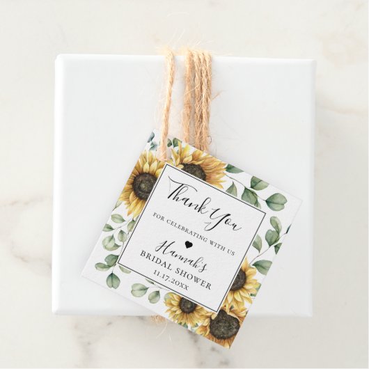 Rustic Sunflower Eucalyptus Vielen Dank Geschenkanhänger (Beispiel)