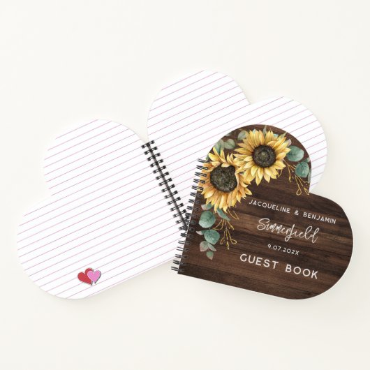Rustic Sunflower Eucalyptus Wedding Guest Book Notizblock (Innenseite)
