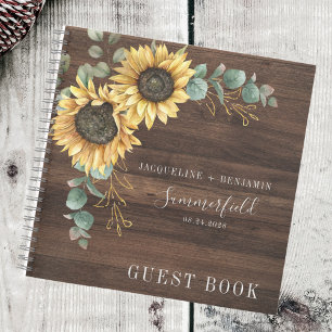 Rustic Sunflower Eucalyptus Wedding Guest Book Notizblock
