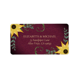 Rustic Sunflower Eucalyptus Wood Return Address Adressaufkleber