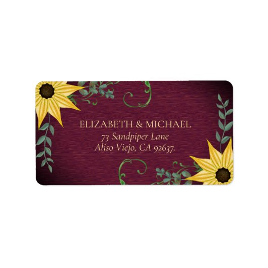 Rustic Sunflower Eucalyptus Wood Return Address  Adressaufkleber (Vorne)
