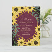 Rustic Sunflower Eucalyptus Wood Watercolor Einladung (Stehend Vorderseite)