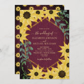 Rustic Sunflower Eucalyptus Wood Watercolor    Einladung (Vorne/Hinten)